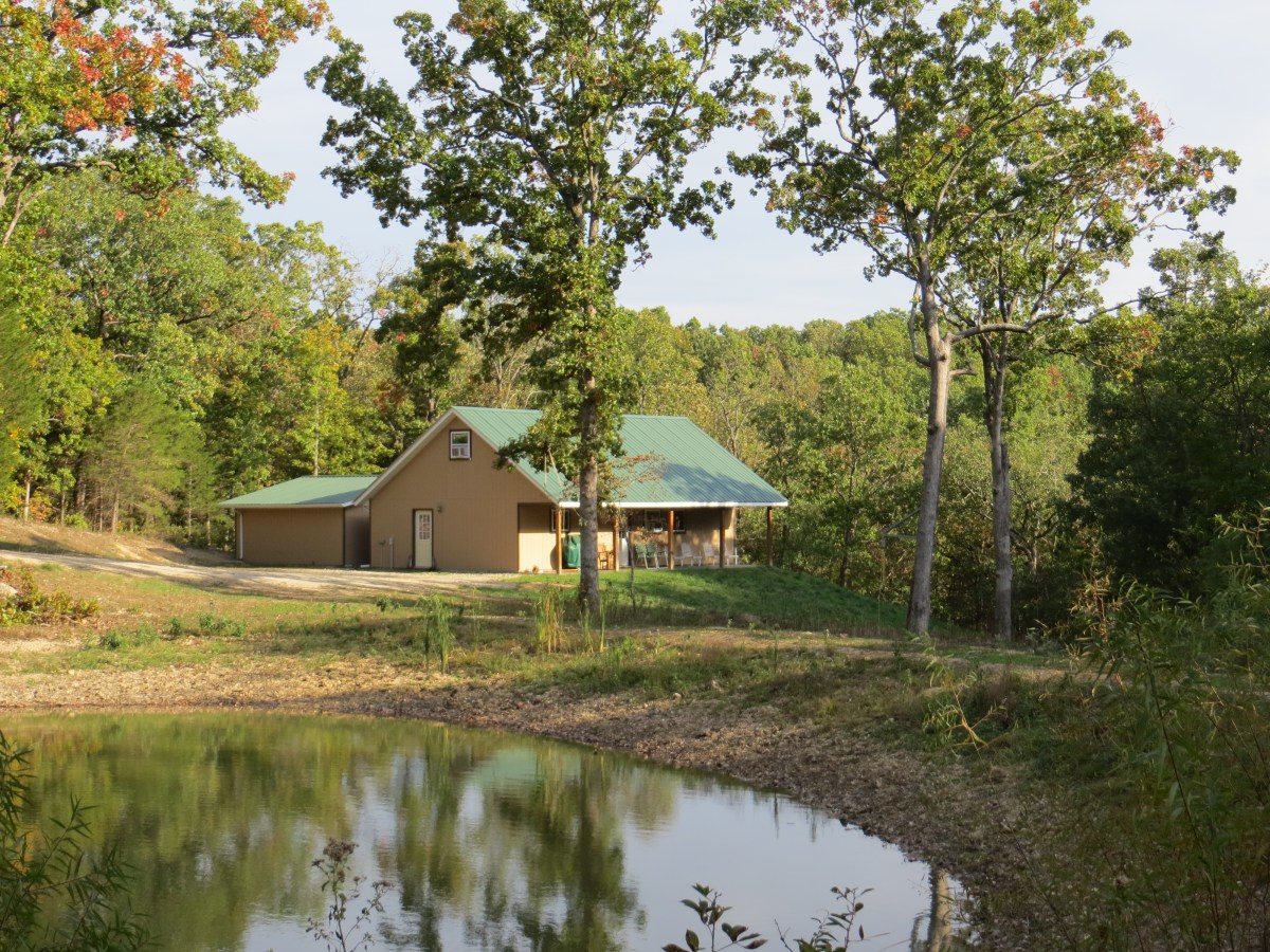 A view of the Lodge from beyond the pond.