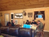 Eating around the dining room table.